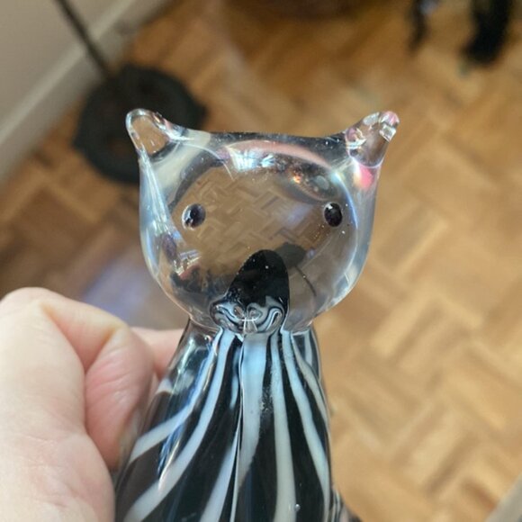 Cute vintage crystal art glass cat figurine - Picture 9 of 10